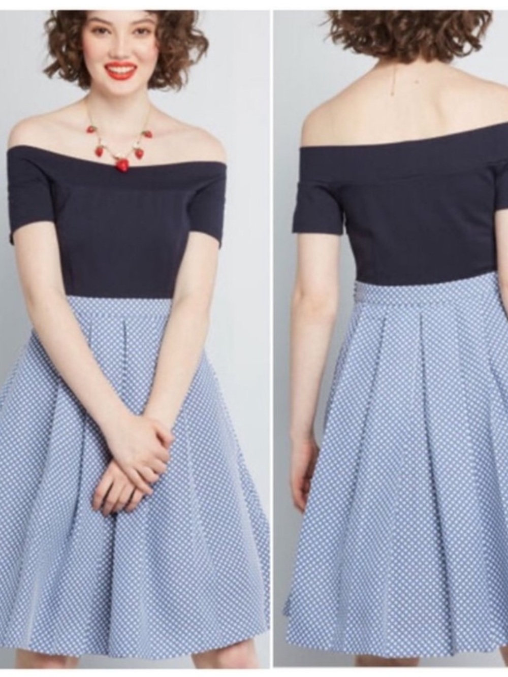 ModCloth Double The Lovely Dress A Line Navy Women’s Size Large